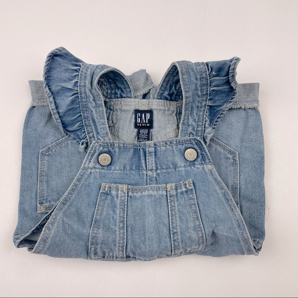 BABY GAP Girls Denim Ruffle Shorts Overalls NWT *BUY2GET2FREE!* - Picture 4 of 6